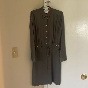 Diane Von Furstenberg charcoal silk button up dress